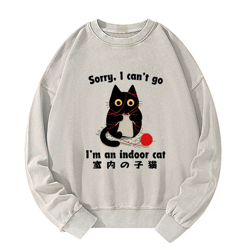 Tokyo-Tiger Indoor Cat Meme Washed Sweatshirt Sale