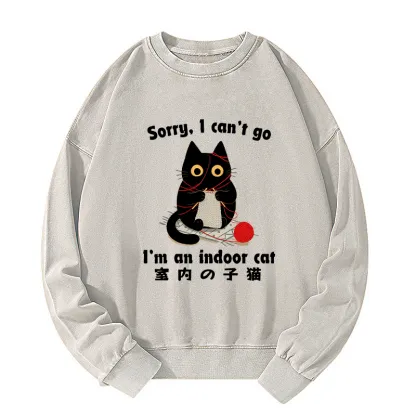 Tokyo-Tiger Indoor Cat Meme Washed Sweatshirt