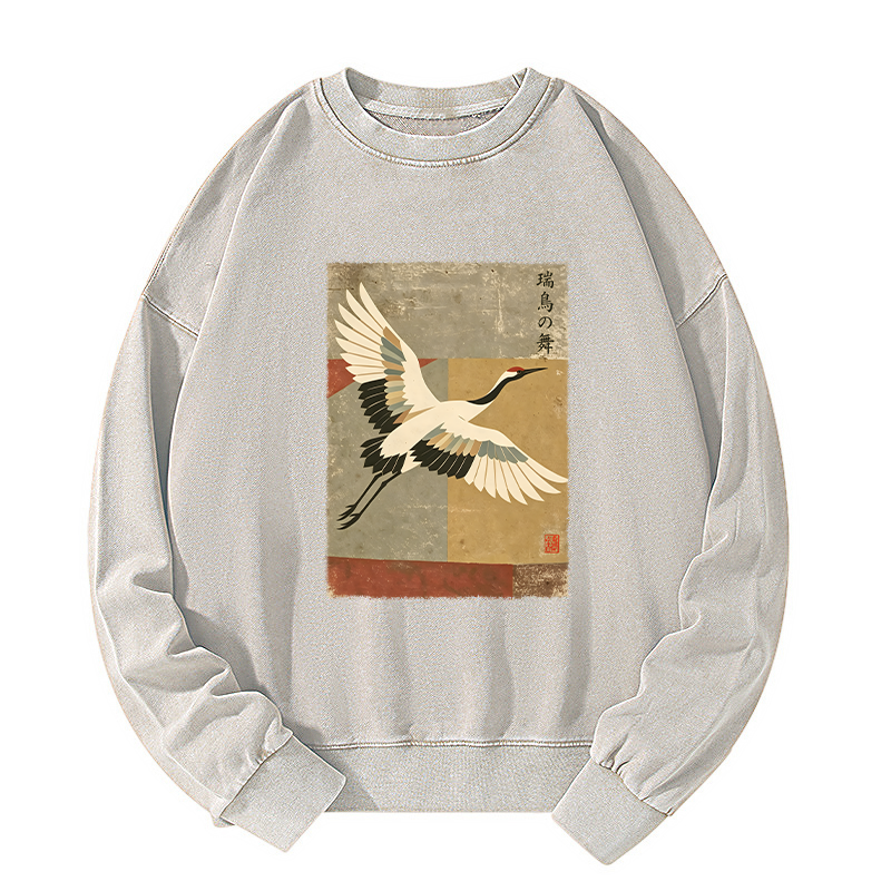 Tokyo-Tiger Crane Spirit Washed Sweatshirt