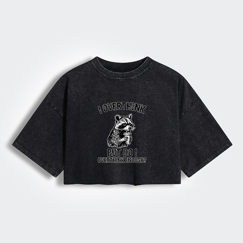 Tokyo-Tiger Constant Overthinking Women's Washed Crop T-Shirt