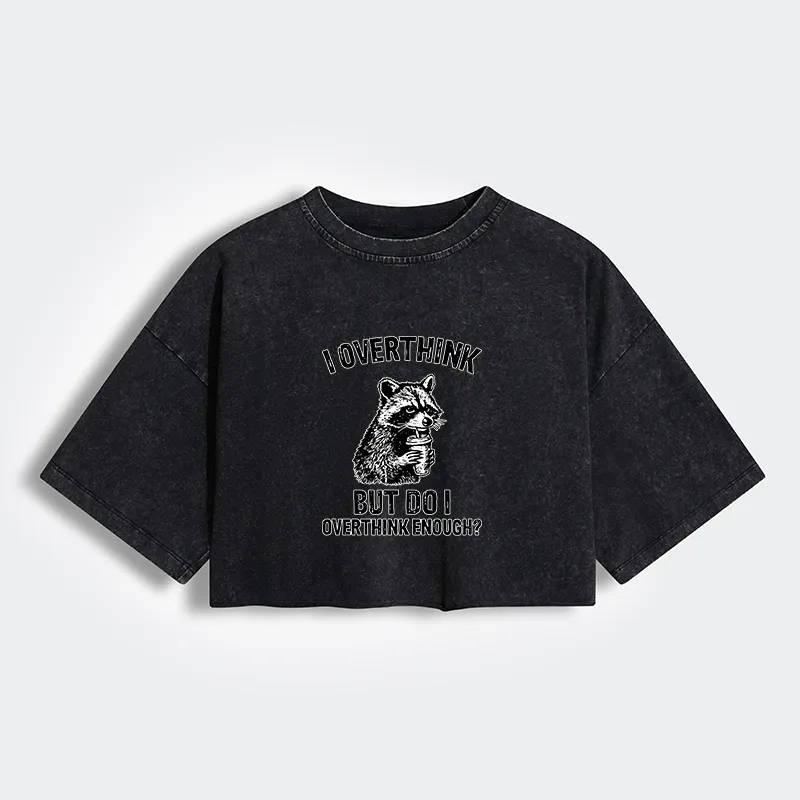 Tokyo-Tiger Constant Overthinking Women's Washed Crop T-Shirt