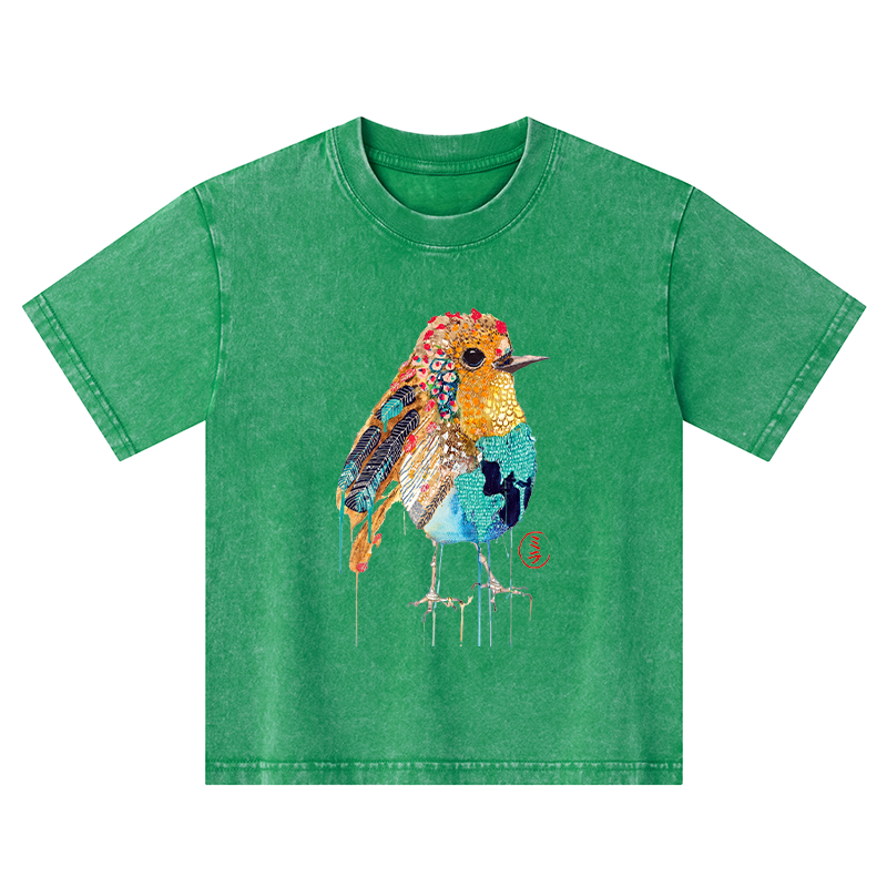 Tokyo-Tiger Sparkly Wild Bird Kids Washed T-Shirt