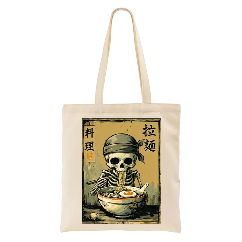 Tokyo-Tiger Funny Skeleton Ramen Tote Bag