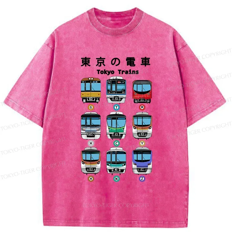 Tokyo-Tiger Tokyo Train Japan Washed T-Shirt
