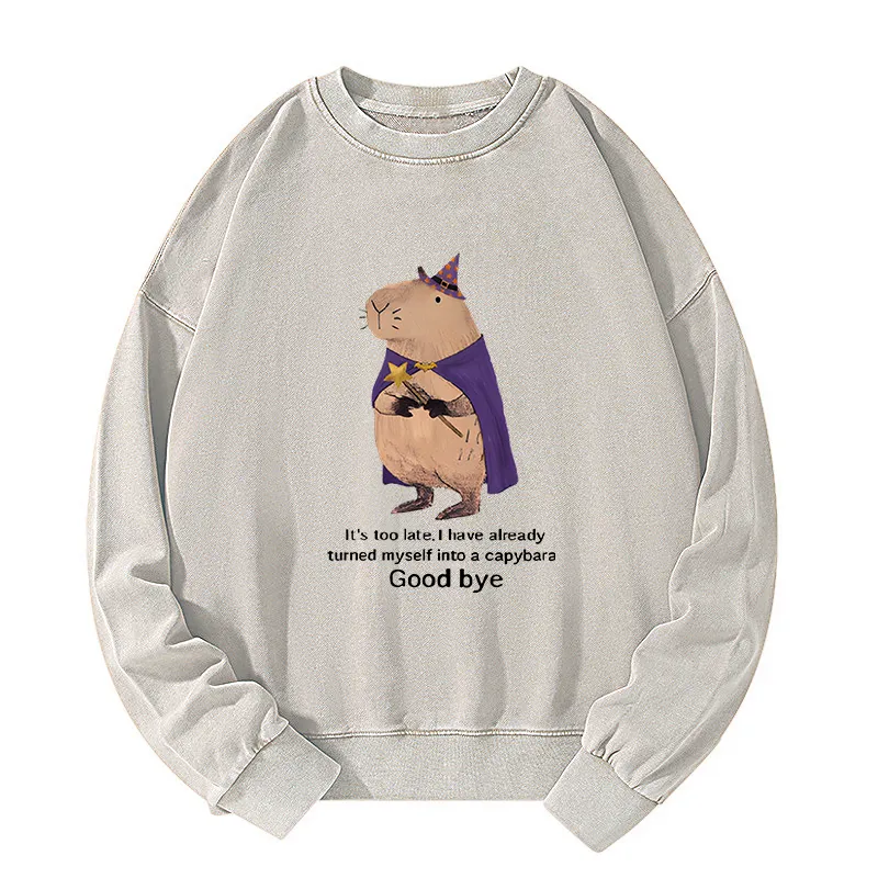 Tokyo-Tiger Funny Wizard Capybara Washed Sweatshirt
