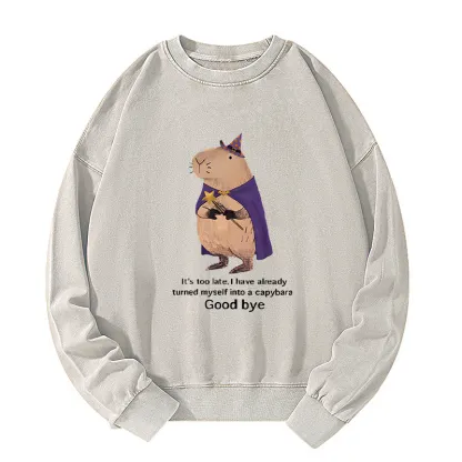 Tokyo-Tiger Funny Wizard Capybara Washed Sweatshirt
