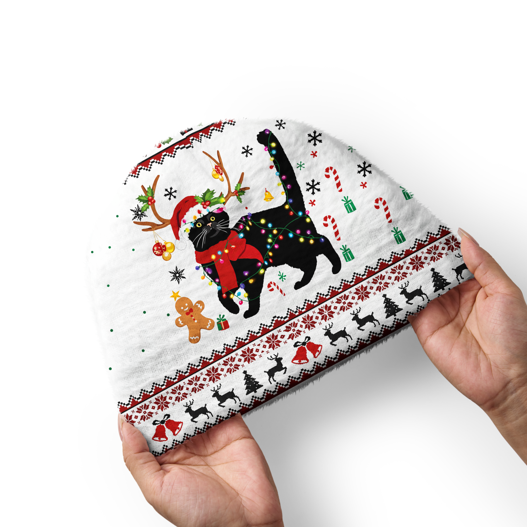 Tokyo-Tiger Christmas Black Cat Fuzzy Beanie