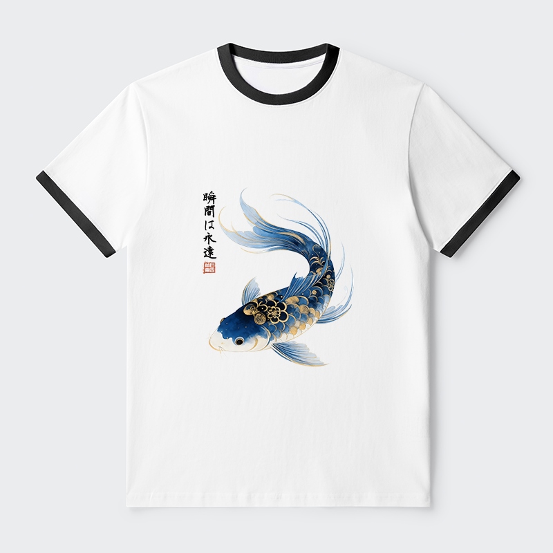 Tokyo-Tiger Elegant Koi Fish Watercolor Art Trim T-Shirt