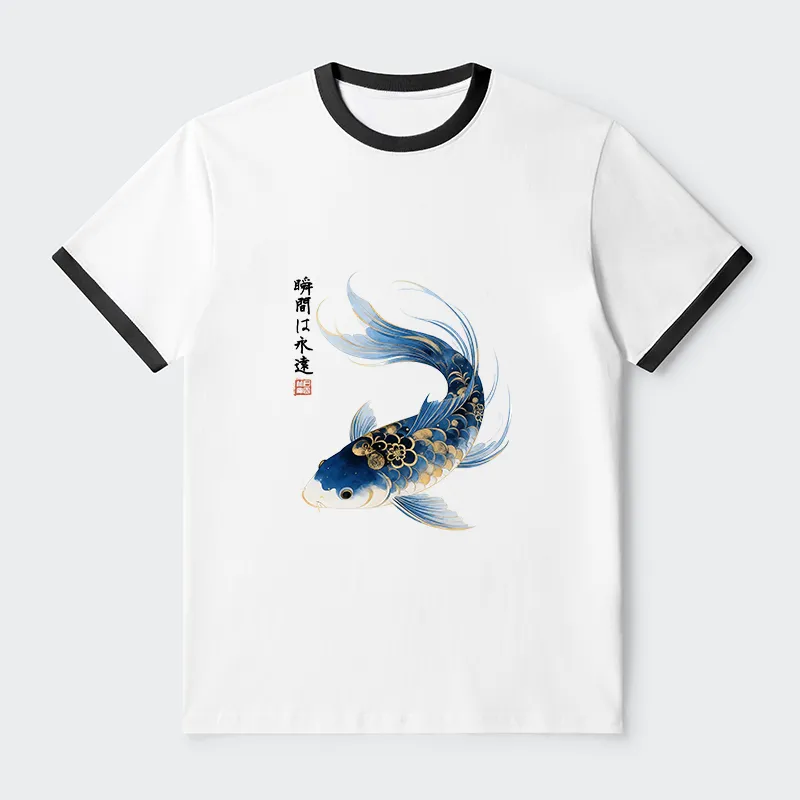 Tokyo-Tiger Elegant Koi Fish Watercolor Art Trim T-Shirt