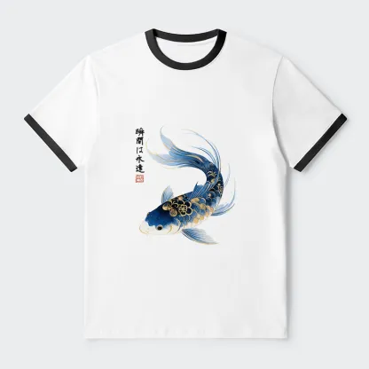 Tokyo-Tiger Elegant Koi Fish Watercolor Art Trim T-Shirt