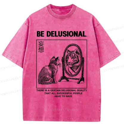 Tokyo-Tiger Cat's Delusion Funny Washed T-Shirt