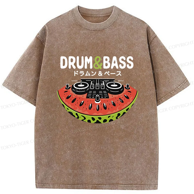 Tokyo-Tiger Watermelon Drum & Bass Washed T-Shirt