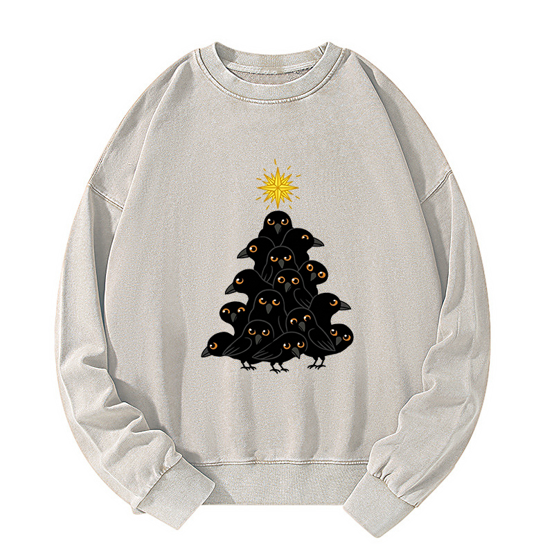 Tokyo-Tiger Crow Christmas Tree Washed Sweatshirt