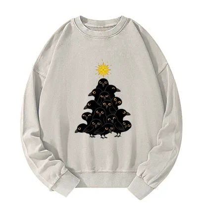 Tokyo-Tiger Crow Christmas Tree Washed Sweatshirt