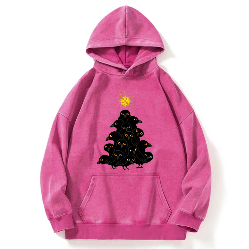 Tokyo-Tiger Crow Christmas Tree Washed Hoodie