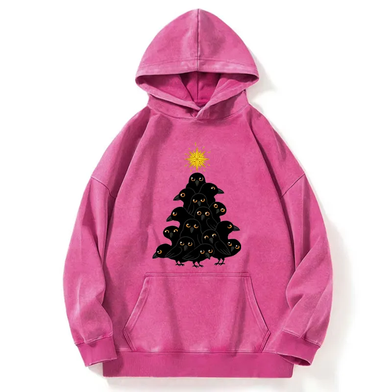 Tokyo-Tiger Crow Christmas Tree Washed Hoodie