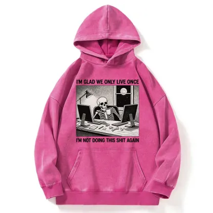 Tokyo-Tiger Funny Skeleton Coffee Break Meme Washed Hoodie