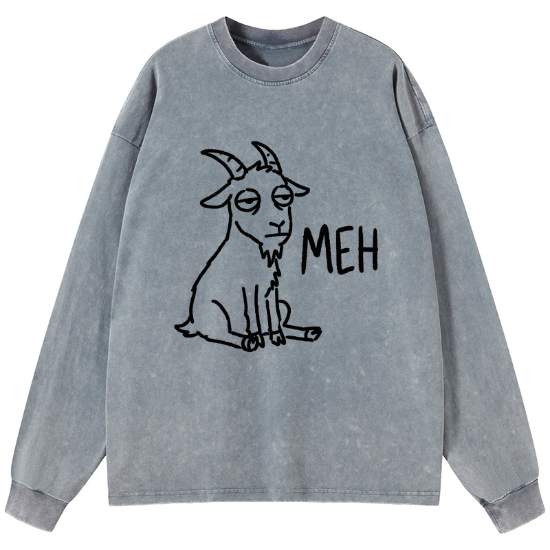 Tokyo-Tiger Funny Goat Meme Washed Long Sleeve T-Shirt