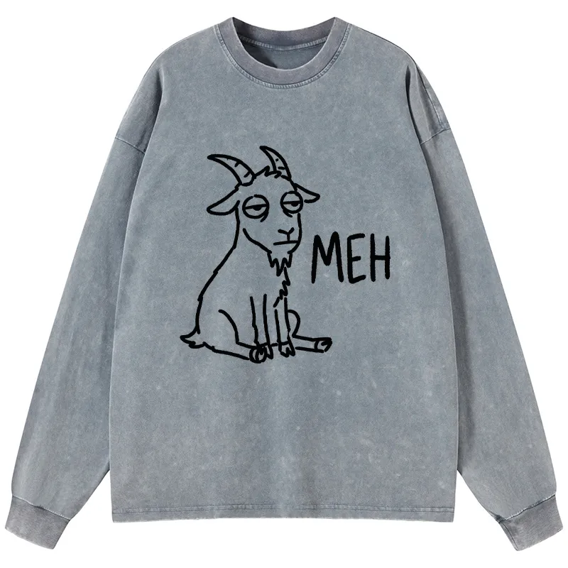 Tokyo-Tiger Funny Goat Meme Washed Long Sleeve T-Shirt Sale