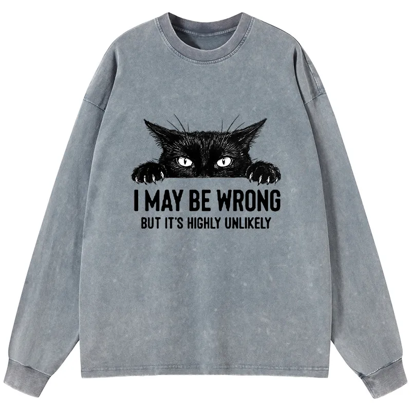 Tokyo-Tiger Confident Cat Meme Washed Long Sleeve T-Shirt Sale