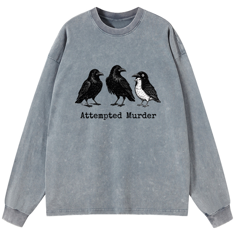Tokyo-Tiger Attempted Murder Funny Washed Long Sleeve T-Shirt