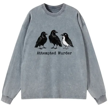 Tokyo-Tiger Attempted Murder Funny Washed Long Sleeve T-Shirt