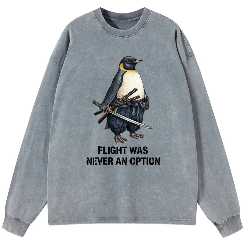 Tokyo-Tiger Funny Warrior Penguin With Sword Meme Washed Long Sleeve T-Shirt Sale