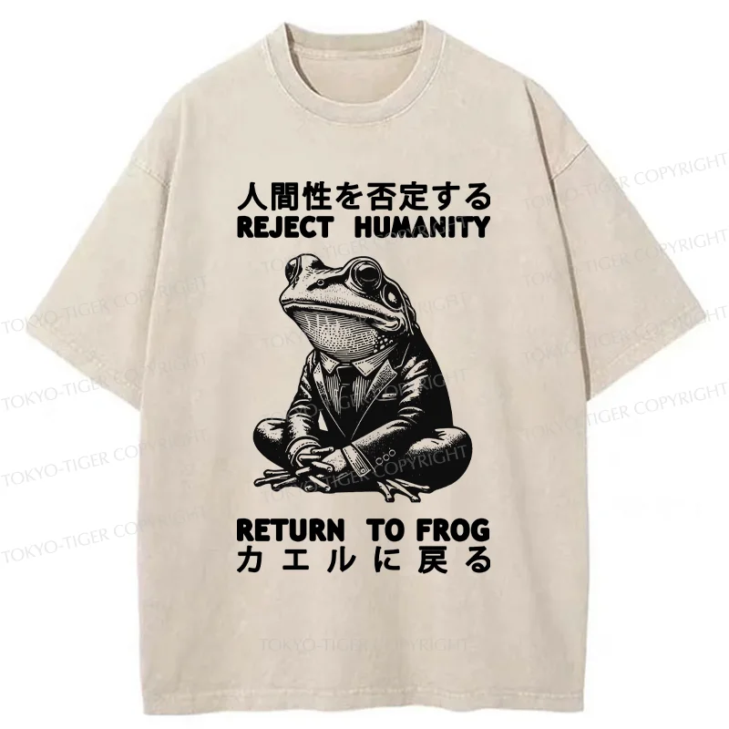 Tokyo-Tiger Reject Humanity Work Frog Washed T-Shirt