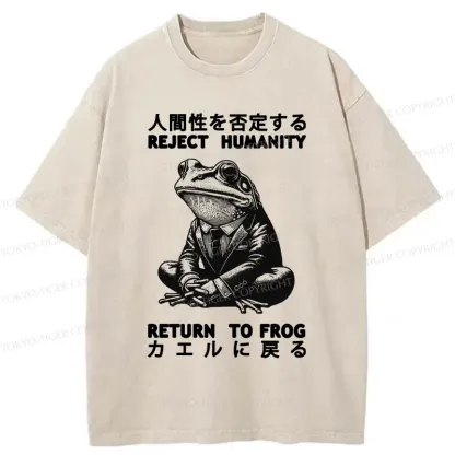 Tokyo-Tiger Reject Humanity Work Frog Washed T-Shirt