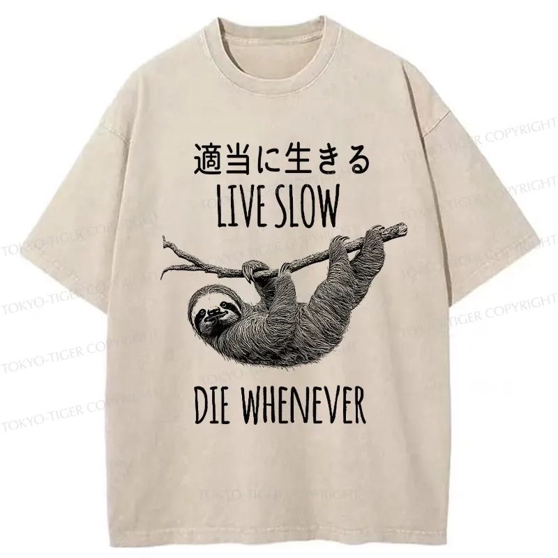 Tokyo-Tiger Live Slow Die Whenever Washed T-Shirt Sale