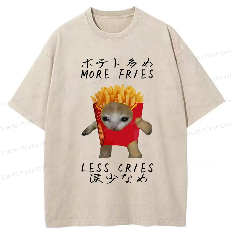 Tokyo-Tiger More Fries Less Cries Washed T-Shirt