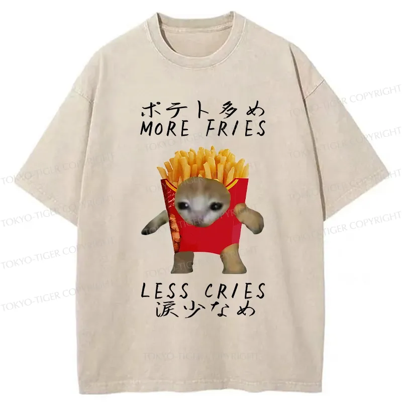 Tokyo-Tiger More Fries Less Cries Washed T-Shirt Sale