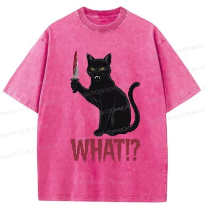 Tokyo-Tiger Fierce Black Cat Washed T-Shirt