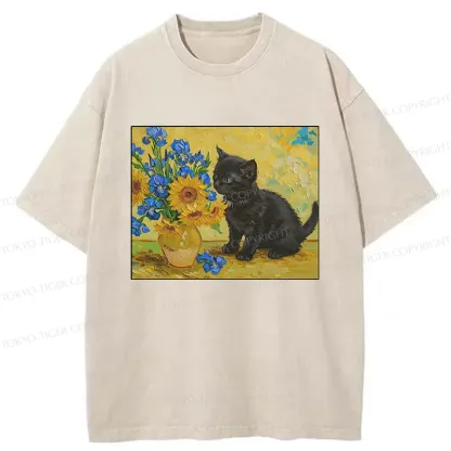 Tokyo-Tiger Van Gogh's Black Cat Washed T-Shirt