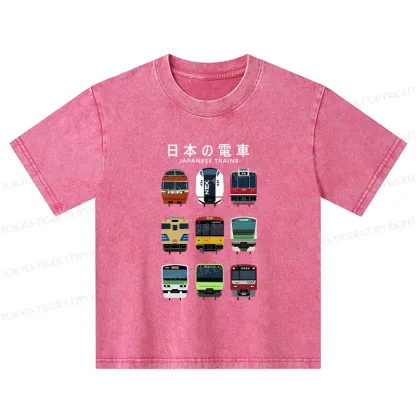 Tokyo-Tiger Japanese Train Collection Kids Washed T-Shirt