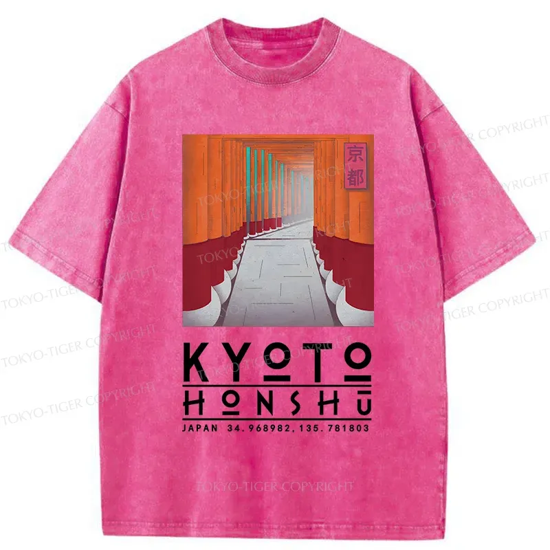 Tokyo-Tiger Kyoto Attractions Washed T-Shirt