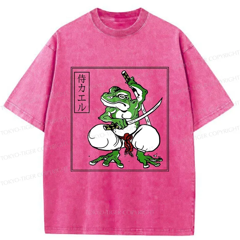 Tokyo-Tiger Retro Frog Samurai Washed T-Shirt