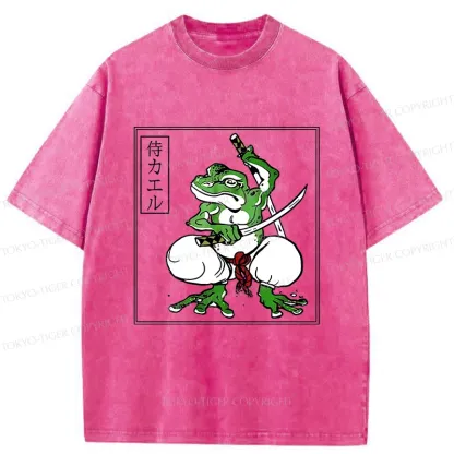 Tokyo-Tiger Retro Frog Samurai Washed T-Shirt