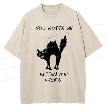 Tokyo-Tiger Cat Being Teased Washed T-Shirt