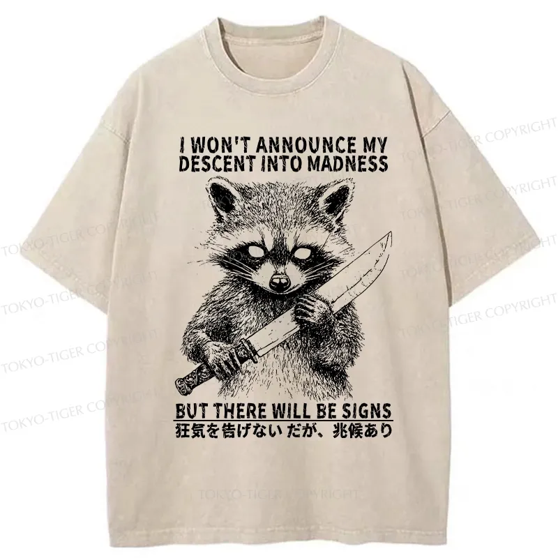 Tokyo-Tiger Raccoon Goes Into Madness Washed T-Shirt
