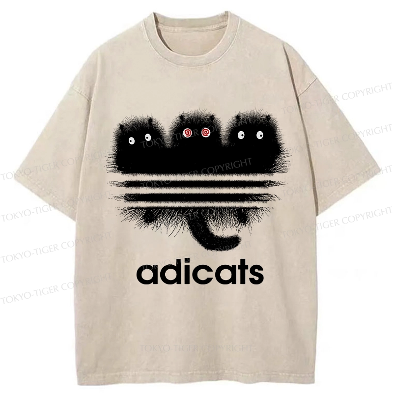 Tokyo-Tiger Funny Adicats Washed T-Shirt