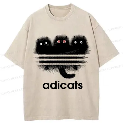 Tokyo-Tiger Funny Adicats Washed T-Shirt