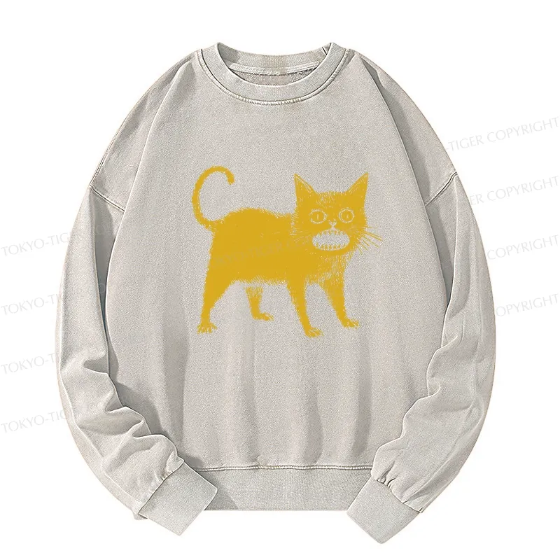 Tokyo-Tiger Horrible Japanese Cat Washed Sweatshirt