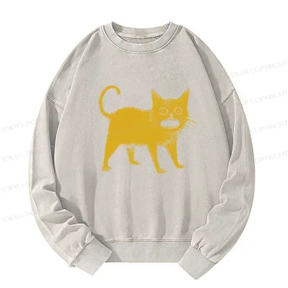 Tokyo-Tiger Horrible Japanese Cat Washed Sweatshirt