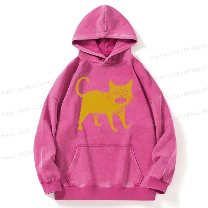 Tokyo-Tiger Horrible Japanese Cat Washed Hoodie