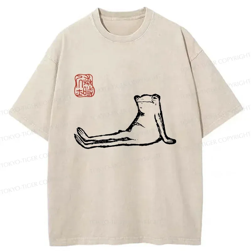 Tokyo-Tiger Resting Frog Washed T-Shirt