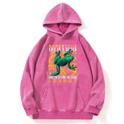 Tokyo-Tiger Life Is A Beach I'M Eating The Sand Washed Hoodie