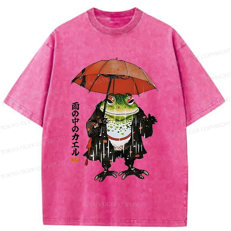 Tokyo-Tiger Frog In The Rain Washed T-Shirt