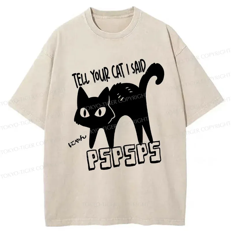 Tokyo-Tiger Attract Cats Washed T-Shirt