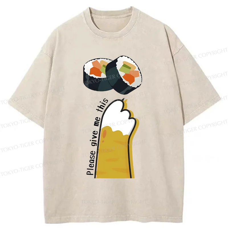 Tokyo-Tiger Please Give Me Sushi Washed T-Shirt